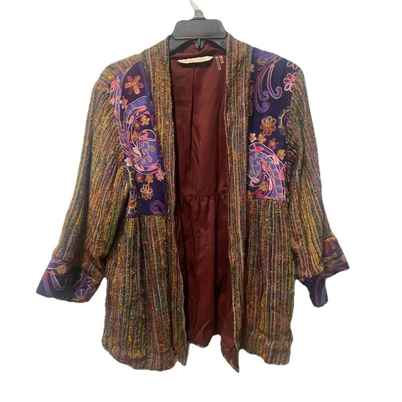 Soft Surroundings Open front Kimono jacket embroidered Cottagecore Boho Sz L - Picture 2 of 9